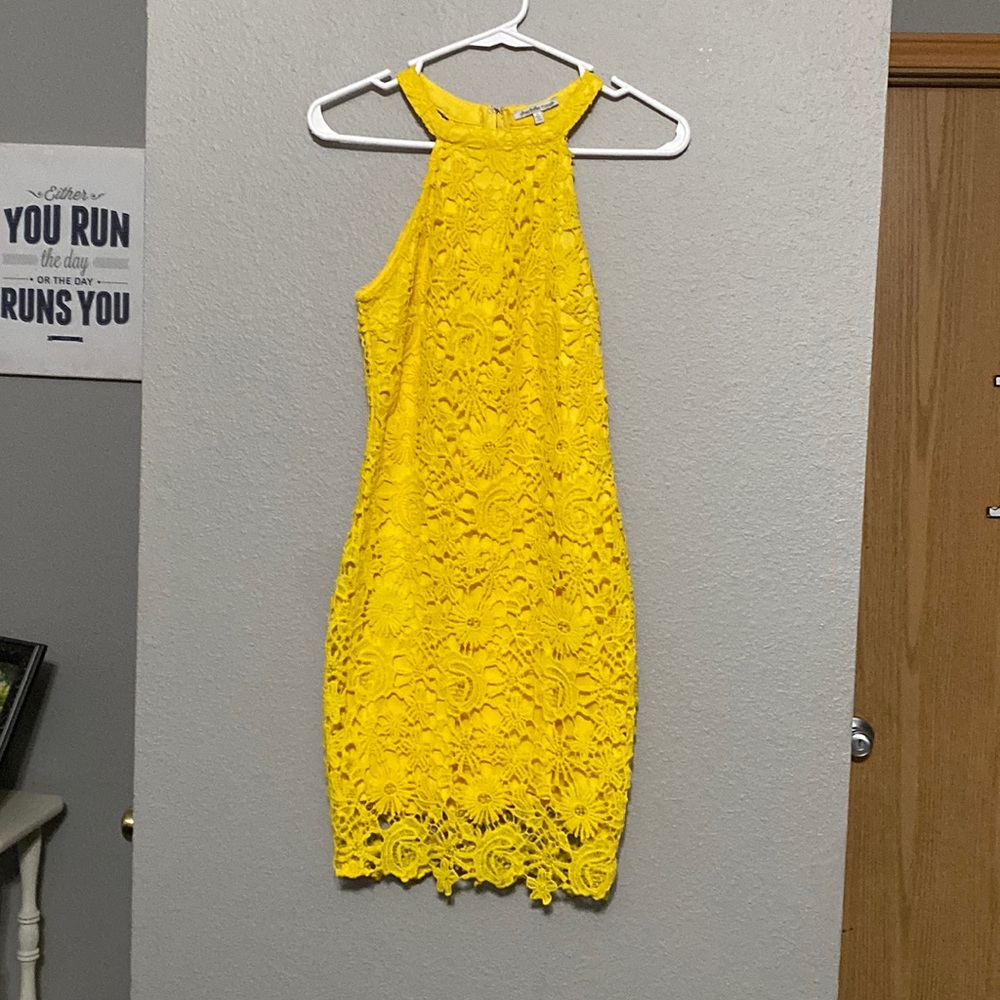 Yellow Charolette russe dress size S